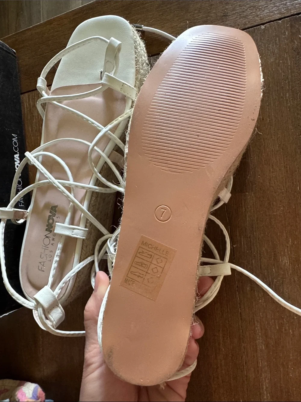 Fashion Nova White Lace-Up Espadrille Platform Sandals
